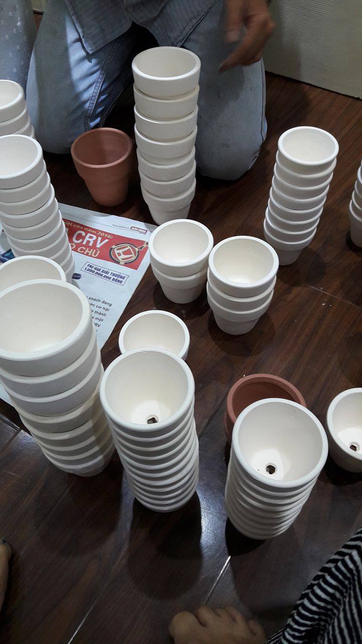 chậu đất nung trắng