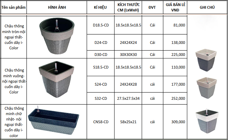 Chậu thông minh nội ngoại thất- cuốn dây i-Color 1